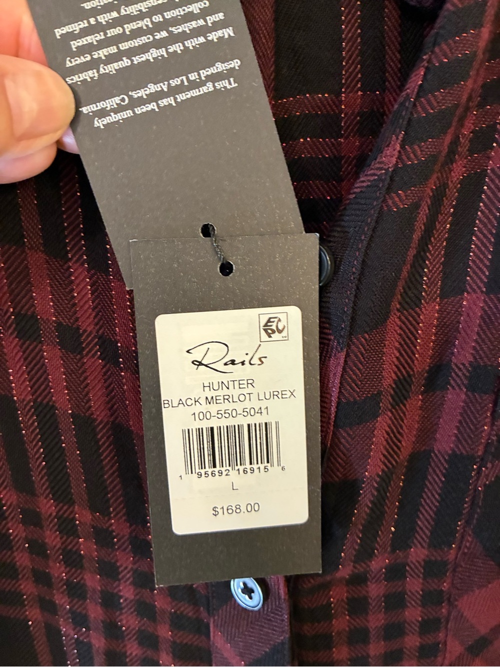 NEW! RAILS HUNTER Black Merlot Lurex - Picture 7 of 11